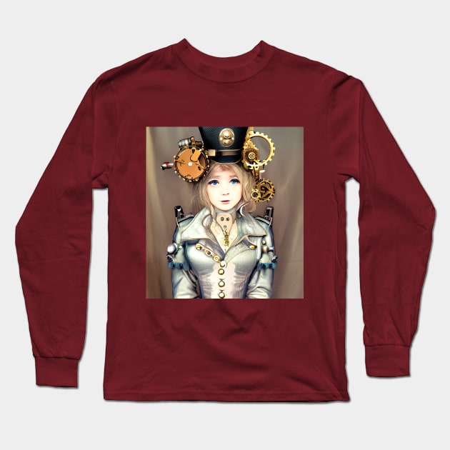 Steampunk Anime Girl Long Sleeve T-Shirt by Tuff Tees